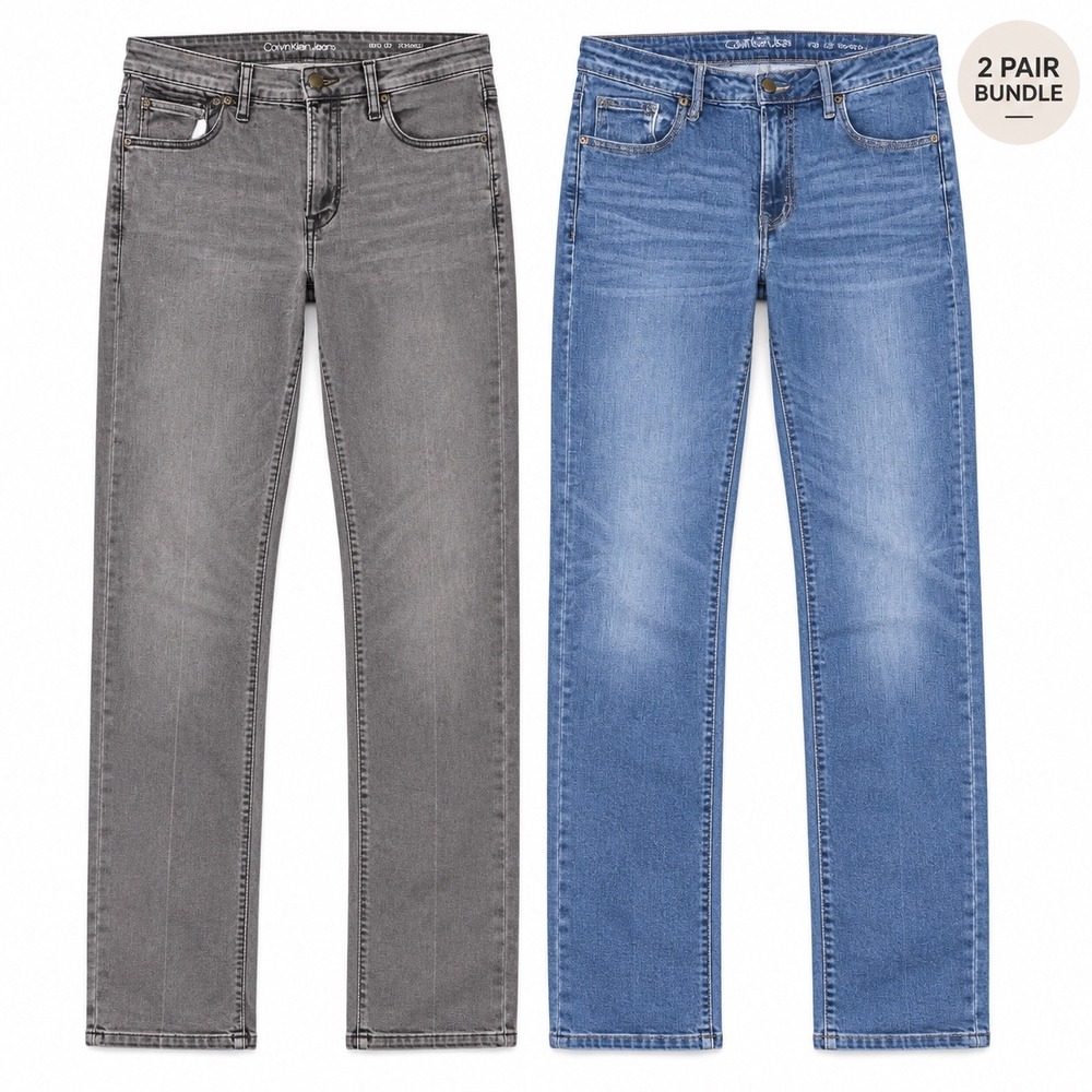 2 Calvin Klein Jeans Women's Size 10 x 32 Straight Leg Gray Blue Denim Lot